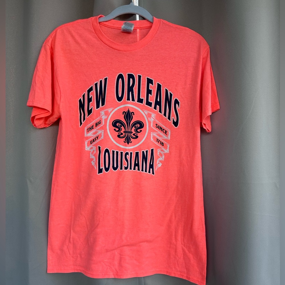 Delta Pro Weight Graphic Tee New Orleans neon orange sz m